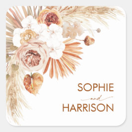 Desert Arch Boho Pampas Grass Terracotta Vierkante Sticker