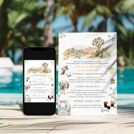 Desert Bachelorette Weekend Itinerary Invitation