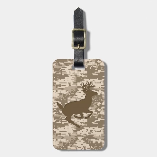 Desert Beige Digital Camouflage Deer Camo Pattern Bagagelabel (Voorkant verticaal)