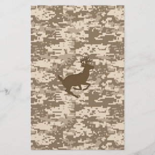 Desert Beige Digital Camouflage Deer Camo Pattern Briefpapier