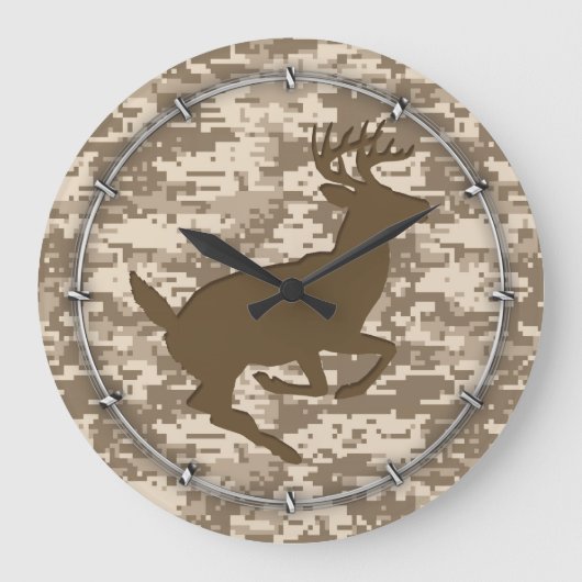 Desert Beige Digital Camouflage Deer Camo Pattern Grote Klok (Voorkant)