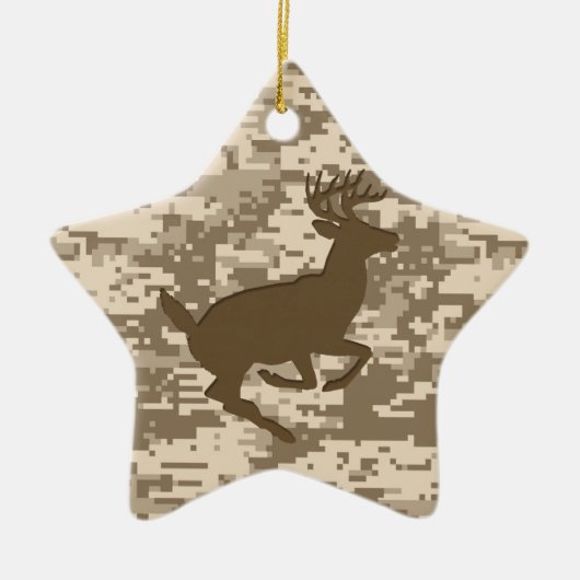 Desert Beige Digital Camouflage Deer Camo Pattern Keramisch Ornament (Voorkant)