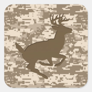 Desert Beige Digital Camouflage Deer Camo Pattern Vierkante Sticker