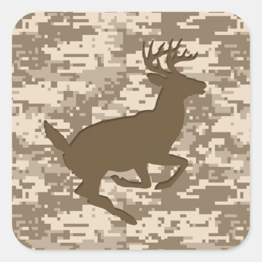 Desert Beige Digital Camouflage Deer Camo Pattern Vierkante Sticker (Voorkant)