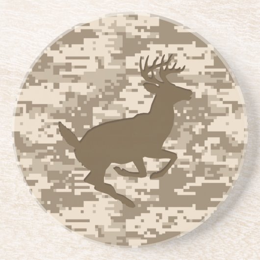 Desert Beige Digital Camouflage Deer Camo Pattern Zandsteen Onderzetter (Voorkant)