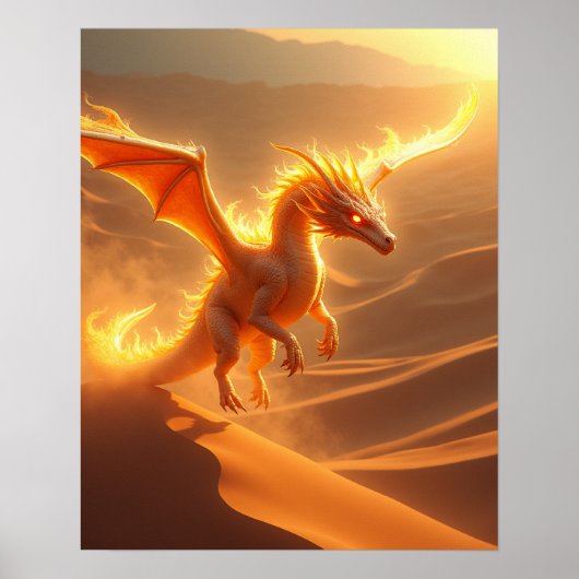 Desert Blaze Fire Dragon Poster (Voorkant)