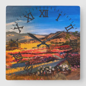 Desert Bloom, van Gary Poling Vierkante Klok (Voorkant)