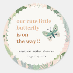 Desert Blush Retro Butterfly Garden Baby shower Ronde Sticker