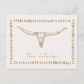 Desert Boho Cow Skull Wedding Details Informatiekaartje (Voorkant)
