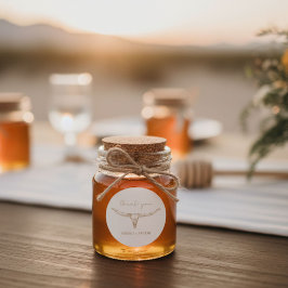 Desert Boho Cow Skull Wedding Thank You Ronde Sticker