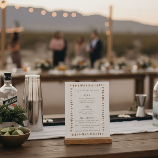 Desert Boho Cowboy Wedding Signature Drinks Bar