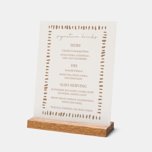 Desert Boho Cowboy Wedding Signature Drinks Bar (Angle)