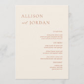 Desert Boho Simple Mariage Cartes de menu (Devant)