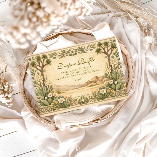 Desert Botanical Baby Shower Diapper Raffle  Informatiekaartje