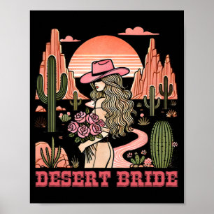 Desert Bride Cactus Landschap Sunset Pet Rozen Poster
