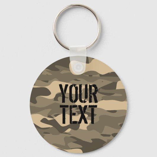 Desert bruin camo leger camouflage gepersonaliseer sleutelhanger (Voorkant)