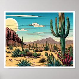 Desert Butte Mesa Grafisch Kunstlandschap Poster