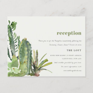 DESERT CACTI FOLIAGE WATERVERF WEDDING RECEPT INFORMATIEKAARTJE