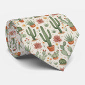Desert Cacti Succulent Seamless Pattern Stropdas (Opgerold)
