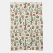 Desert Cacti Succulent Seamless Pattern Theedoek (Verticaal)
