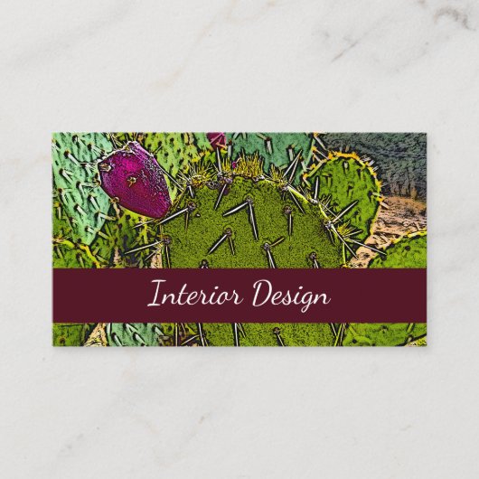 Desert Cactus Abstract Succulent Interieur Designe Visitekaartje (Voorkant)