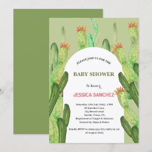 Desert Cactus Arch Bohemian Waterverf Baby shower Kaart