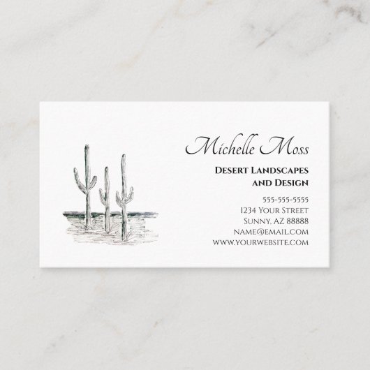 Desert Cactus Black White Visitekaartje (Voorkant)