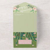 Desert Cactus Bloom All in One Wedding Invite All In One Uitnodiging (Buitenkant)