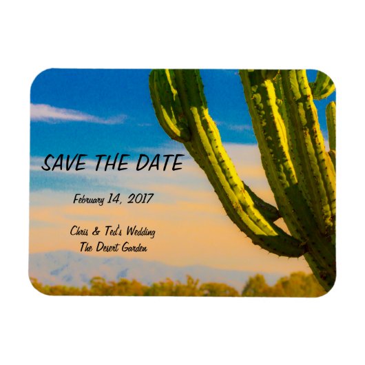 Desert Cactus Blue Sky Wedding Save the Date Magneet (Horizontaal)
