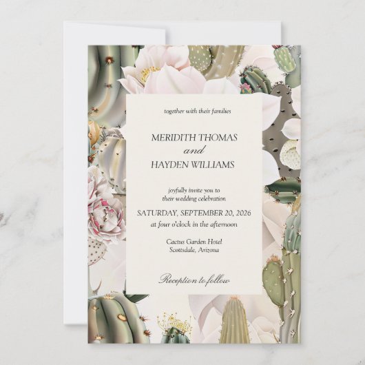 Desert Cactus Boho Photo Wedding Invitation (Devant)