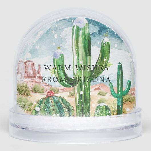 Desert Cactus Christmas | Warm Wishes Sneeuwbol (Voorkant)