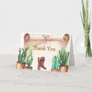  Desert Cactus Cowboy Boots Baby shower Bedankkaart