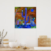 Desert Cactus Evening Poster 24 x 24 inch (Keuken)