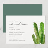 DESERT CACTUS FOLIAGE WATERVERF REHEARSAL DINNER KAART (Voorkant / Achterkant)