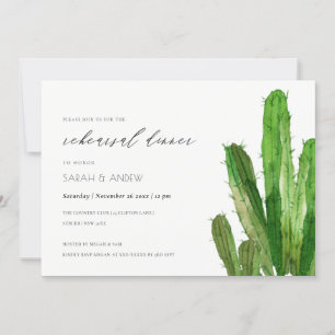 DESERT CACTUS FOLIAGE WATERVERF REHEARSAL DINNER KAART