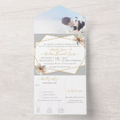 Desert Cactus Geometrisch Goud Lijst Bruiloft All In One Uitnodiging (Binnen)