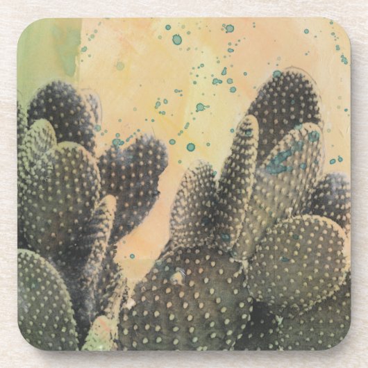 Desert Cactus | Green Splatter Bier Onderzetter (Voorkant)