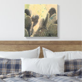 Desert Cactus | Green Splatter Canvas Afdruk (Insitu (Slaapkamer))