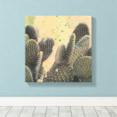 Desert Cactus | Green Splatter Canvas Afdruk (Insitu (Houten vloer))