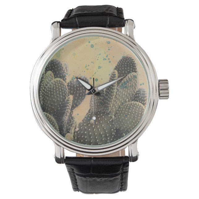 Desert Cactus | Green Splatter Horloge (Voorkant)
