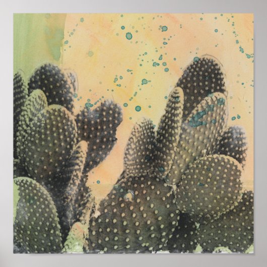 Desert Cactus | Green Splatter Poster (Voorkant)
