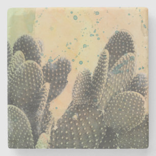 Desert Cactus   Green Splatter Stenen Onderzetter