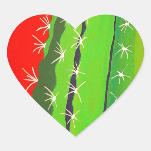 Desert Cactus Hart Sticker (Voorkant)