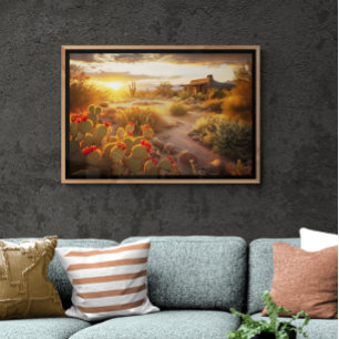 Desert Cactus in Bloom AI Art Fottorealistisch Poster