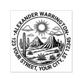 Desert Cactus Landschap #2 Naam Retouradres Zelfinktende Stempel (Design)