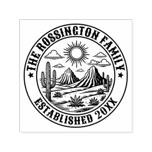 Desert Cactus Landschap #2S Familienaam Datum ESTD Zelfinktende Stempel