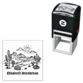 Desert Cactus Landschap #3S met optionele naam Zelfinktende Stempel (In situ)