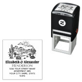 Desert Cactus Landschap #3S SQ Naam Retouradres Zelfinktende Stempel (In situ)