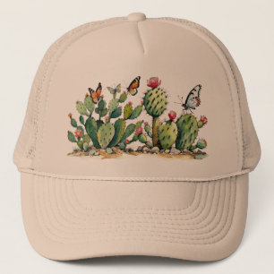 Desert Cactus Prickly Pear Planten met Vlinders Trucker Pet