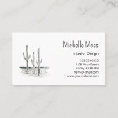 Desert Cactus QR-code Minimalist Zwart Wit Visitekaartje (Voorkant)